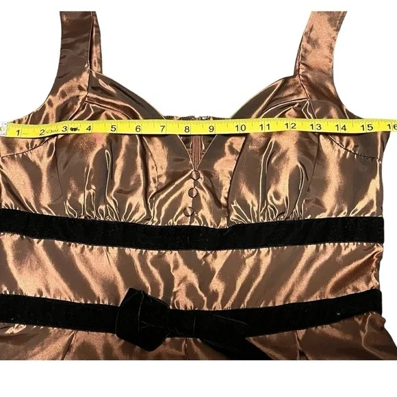 BCBG Paris Brown/Bronze Fit and Flare Taffeta Petticoat Cocktail Dress - Picture 10 of 14